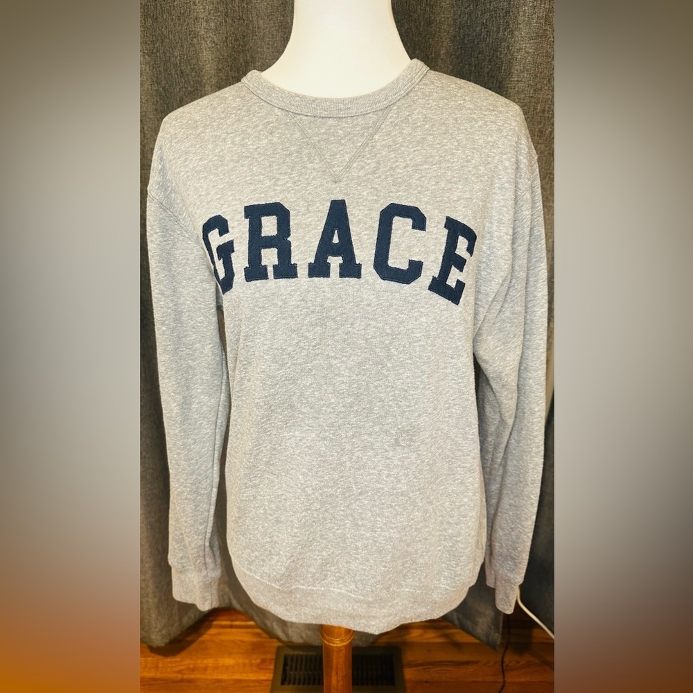 League Gray GRACE Crewneck Sweater Sz Medium